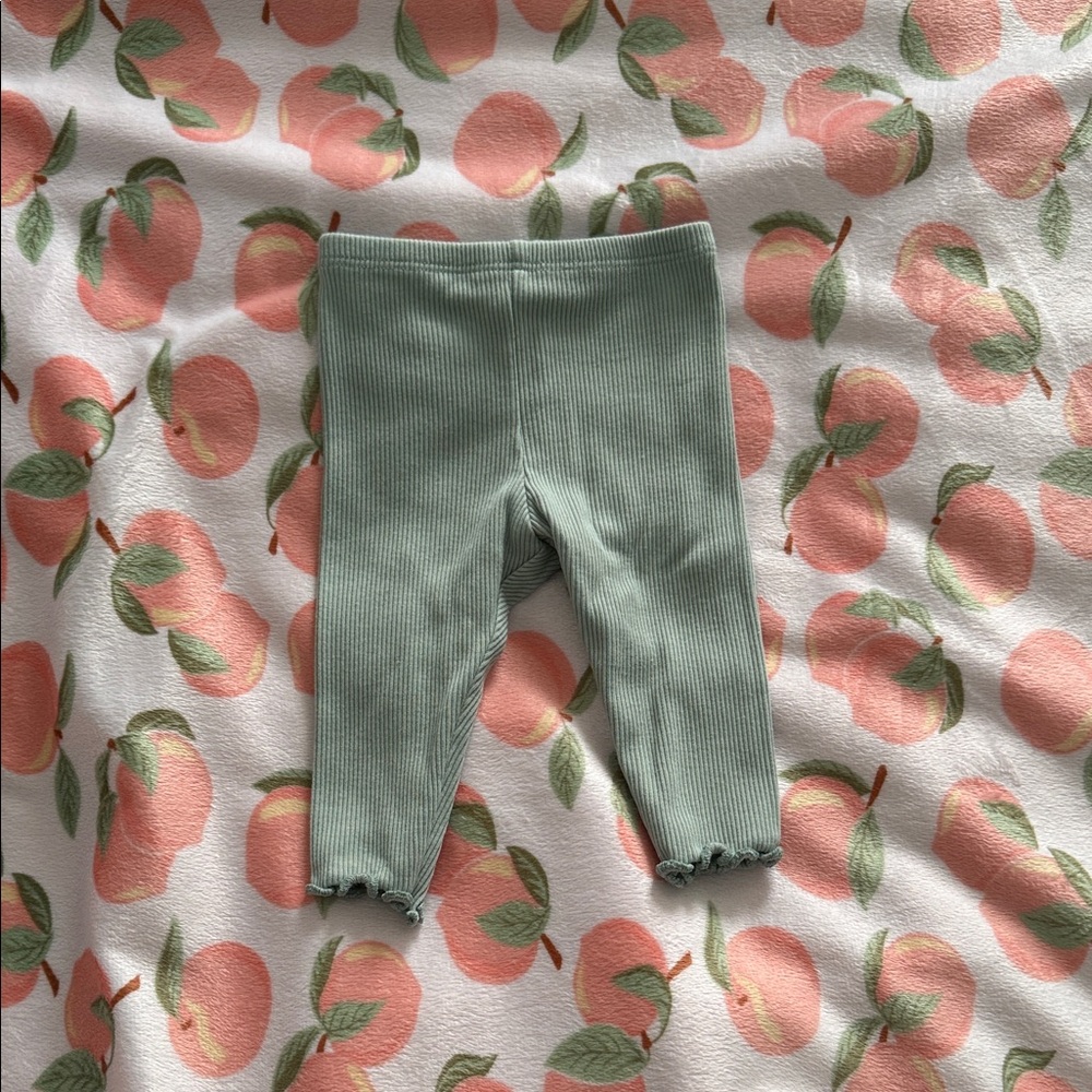 Ribbed Baby Leggings in Sage Green